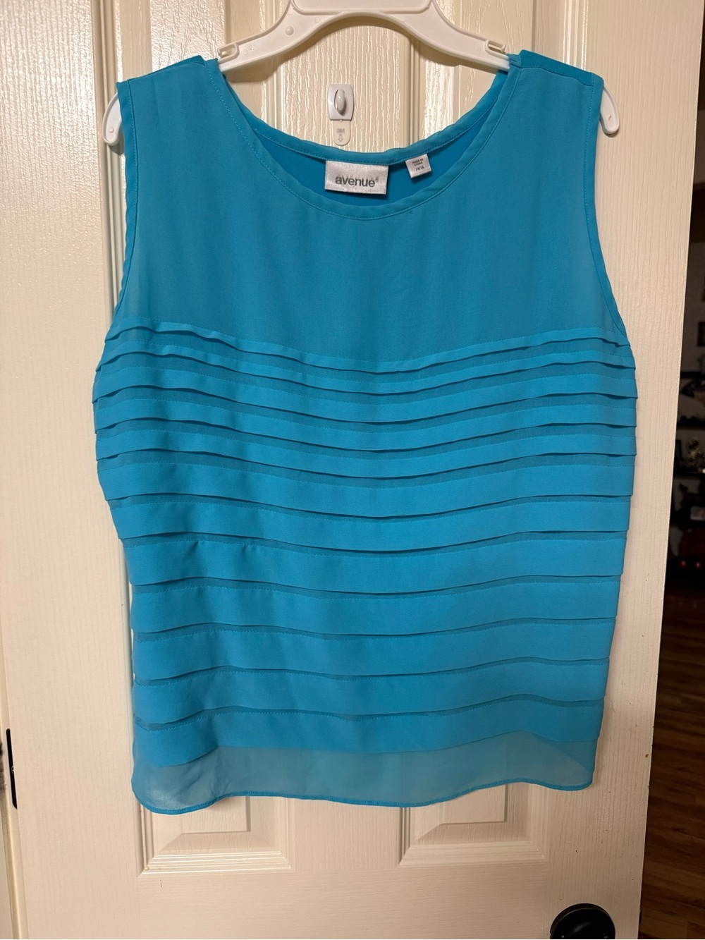 Avenue Turquoise Layered Pleated Sleeveless Top